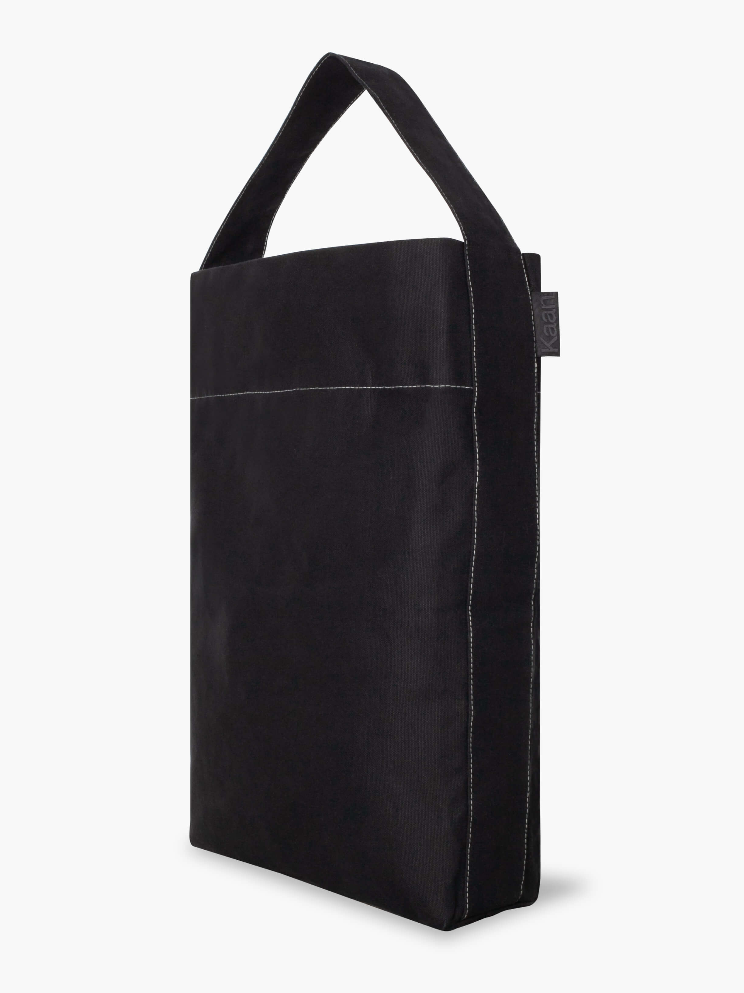 Bucket Tote in Black with Contrast Stitching